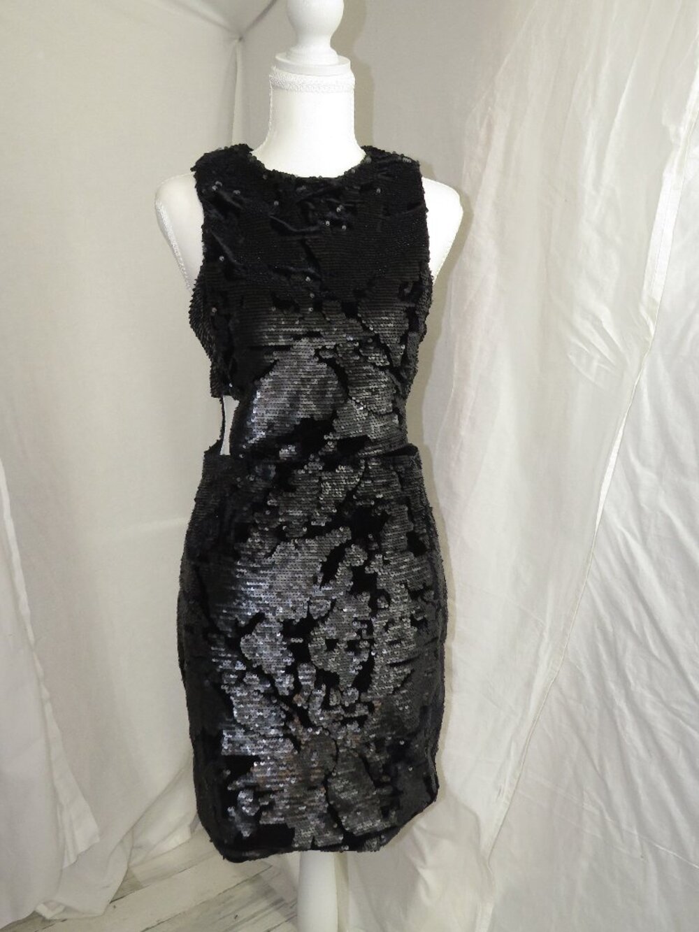 NWT Cremieux Heidi Black Sequin Knit Dress • XS • Sparkly Bodycon Cocktail Party